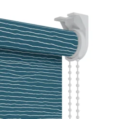 Kitchen & Bathroom Blinds Corded Stripe Print Navy Blackout Roller Blind (W)90cm (L)180cm -Home Paint Store kitchen bathroom blinds corded stripe print navy blackout roller blind w 90cm l 180cm5059340459387 36c