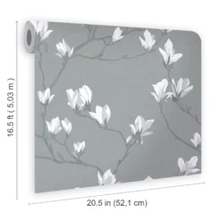 Laura Ashley Magnolia Grove Slate Floral Smooth Wallpaper 13 Laura Ashley Magnolia Grove Slate Floral Smooth Wallpaper -Home Paint Store laura ashley magnolia grove slate floral smooth wallpaper5011583467062 02t bq