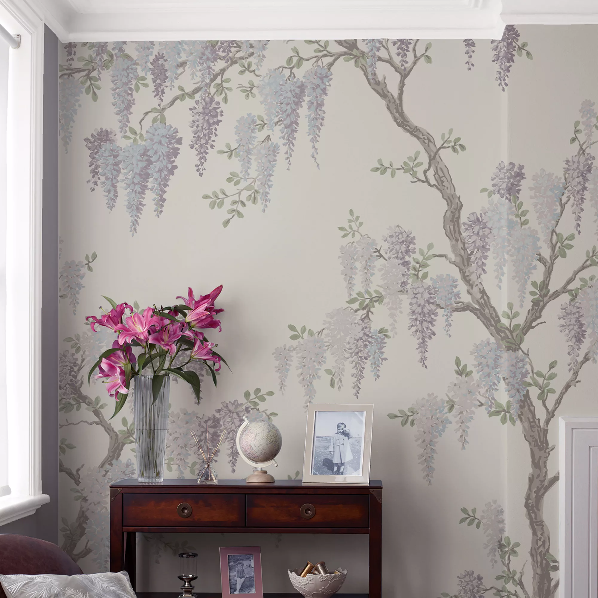 Laura Ashley Pale Iris Wisteria Garden Matt Mural 4 Laura Ashley Pale Iris Wisteria Garden Matt Mural - Image 2