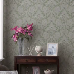 Laura Ashley Parterre Sage Damask Smooth Wallpaper -Home Paint Store laura ashley parterre sage damask smooth wallpaper5011583468625 20i bq