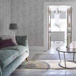 Laura Ashley Willow Off White & Steel Floral Smooth Wallpaper -Home Paint Store laura ashley willow off white steel floral smooth wallpaper5011583467215 21i bq