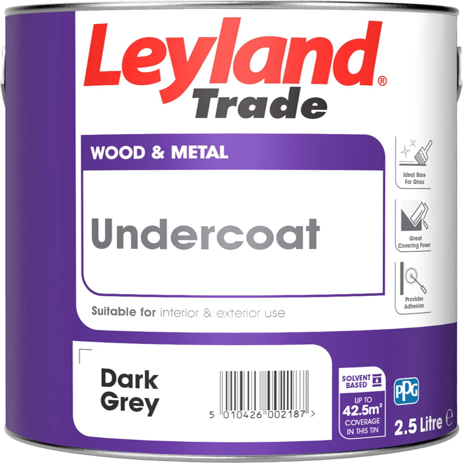 Leyland Trade Dark Grey Metal & Wood Primer & Undercoat, 2.5L 3 Leyland Trade Dark Grey Metal & Wood Primer & Undercoat, 2.5L