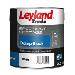 Leyland Trade White Damp Block Paint, 2.5L