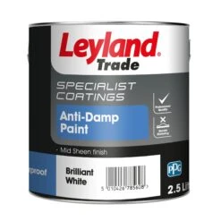 Leyland Trade White Mid Sheen Anti-damp Paint, 2.5L