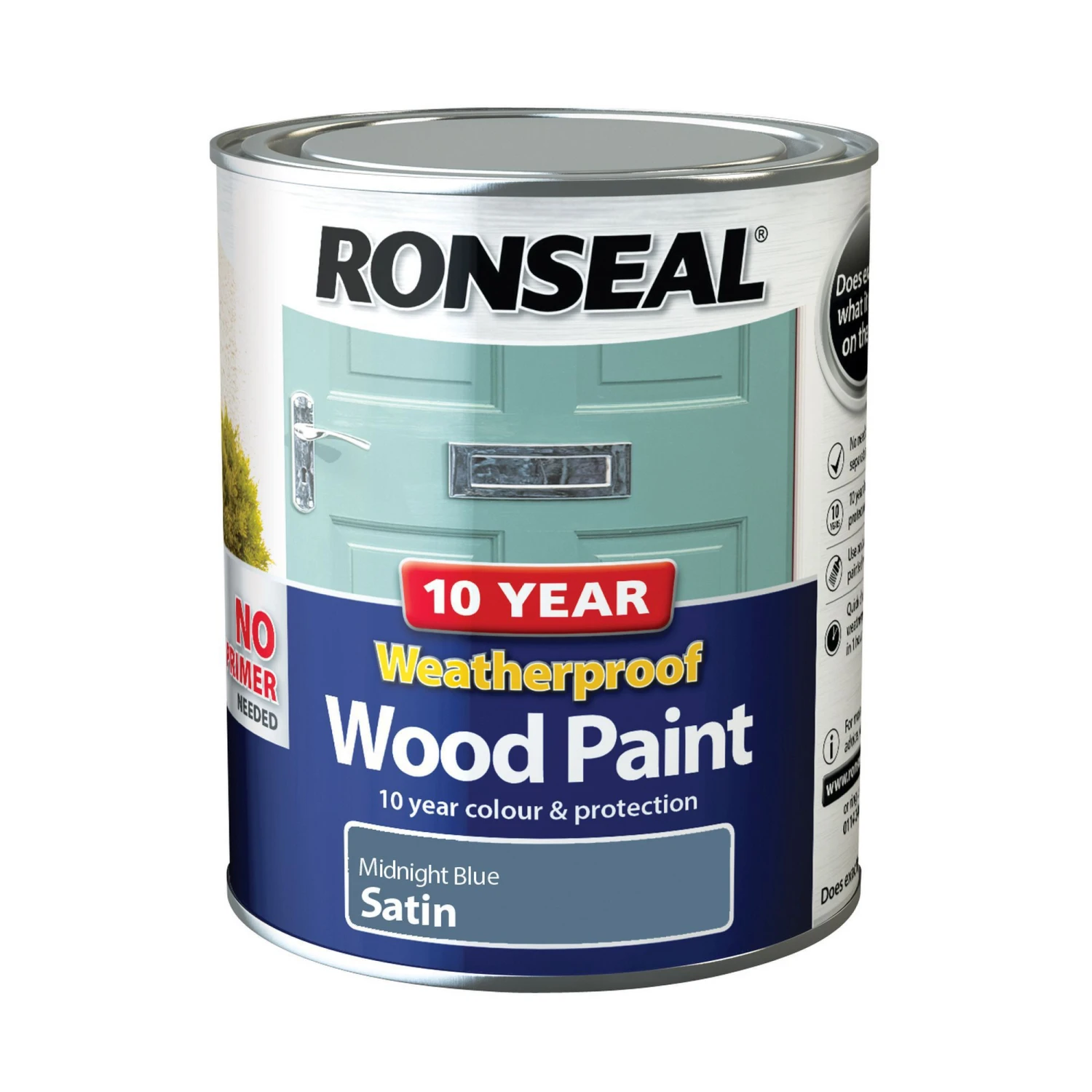 Ronseal 10 Year Weatherproof Wood Paint Midnight Blue Satin Exterior Wood Paint, 750ml Tin 3 Ronseal 10 Year Weatherproof Wood Paint Midnight Blue Satin Exterior Wood Paint, 750ml Tin