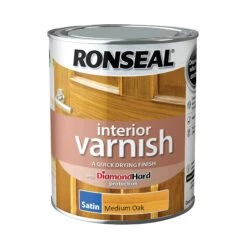 Ronseal Diamond Hard Medium Oak Satin Wood Varnish, 0.75L