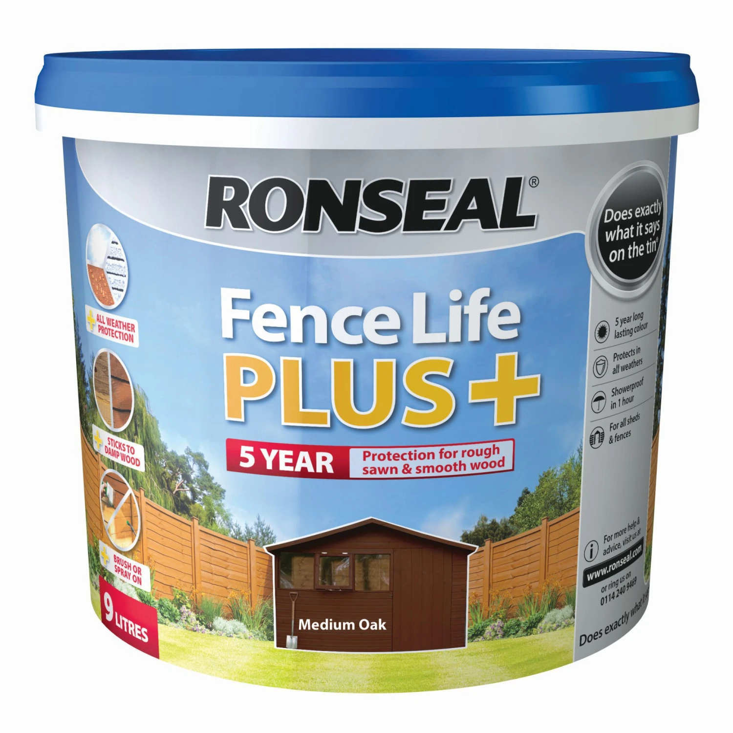 Ronseal Fence Life Plus Medium Oak Matt Fence & Shed Treatment, 9L 3 Ronseal Fence Life Plus Medium Oak Matt Fence & Shed Treatment, 9L