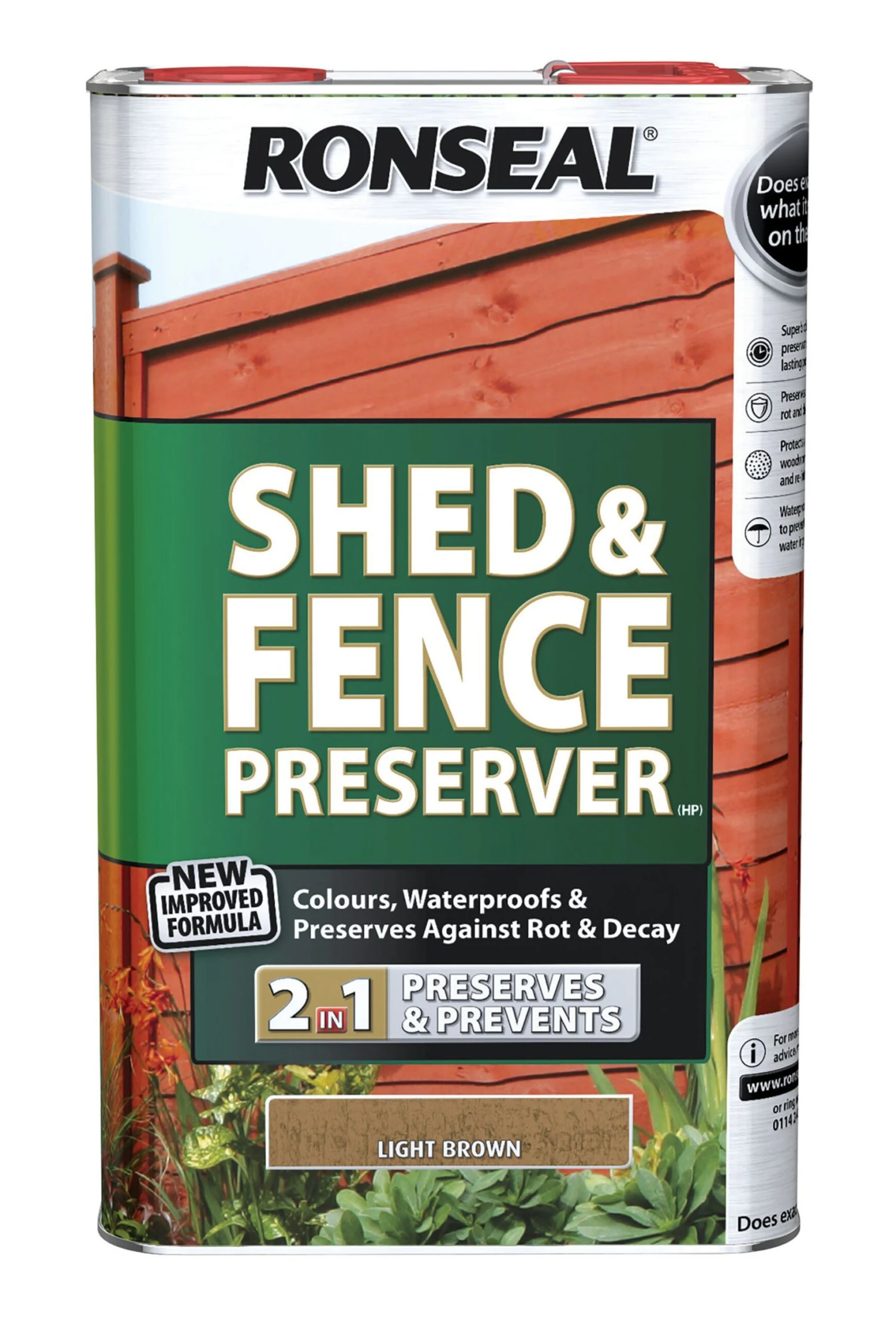 Ronseal Light Brown Matt Fence & Shed Preserver, 5L 3 Ronseal Light Brown Matt Fence & Shed Preserver, 5L