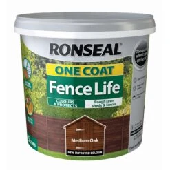Ronseal One Coat Fence Life Medium Oak Matt Fence & Shed Treatment, 5L