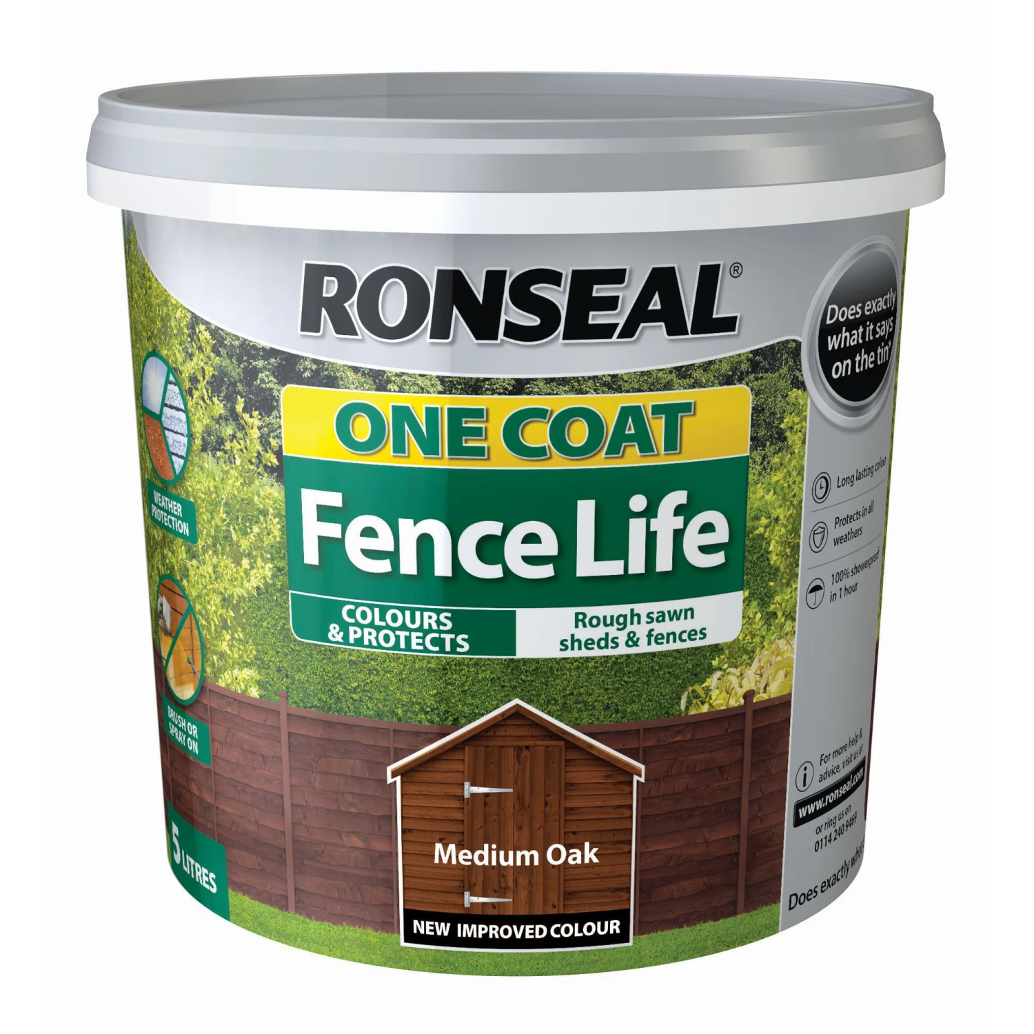 Ronseal One Coat Fence Life Medium Oak Matt Fence & Shed Treatment, 5L 3 Ronseal One Coat Fence Life Medium Oak Matt Fence & Shed Treatment, 5L