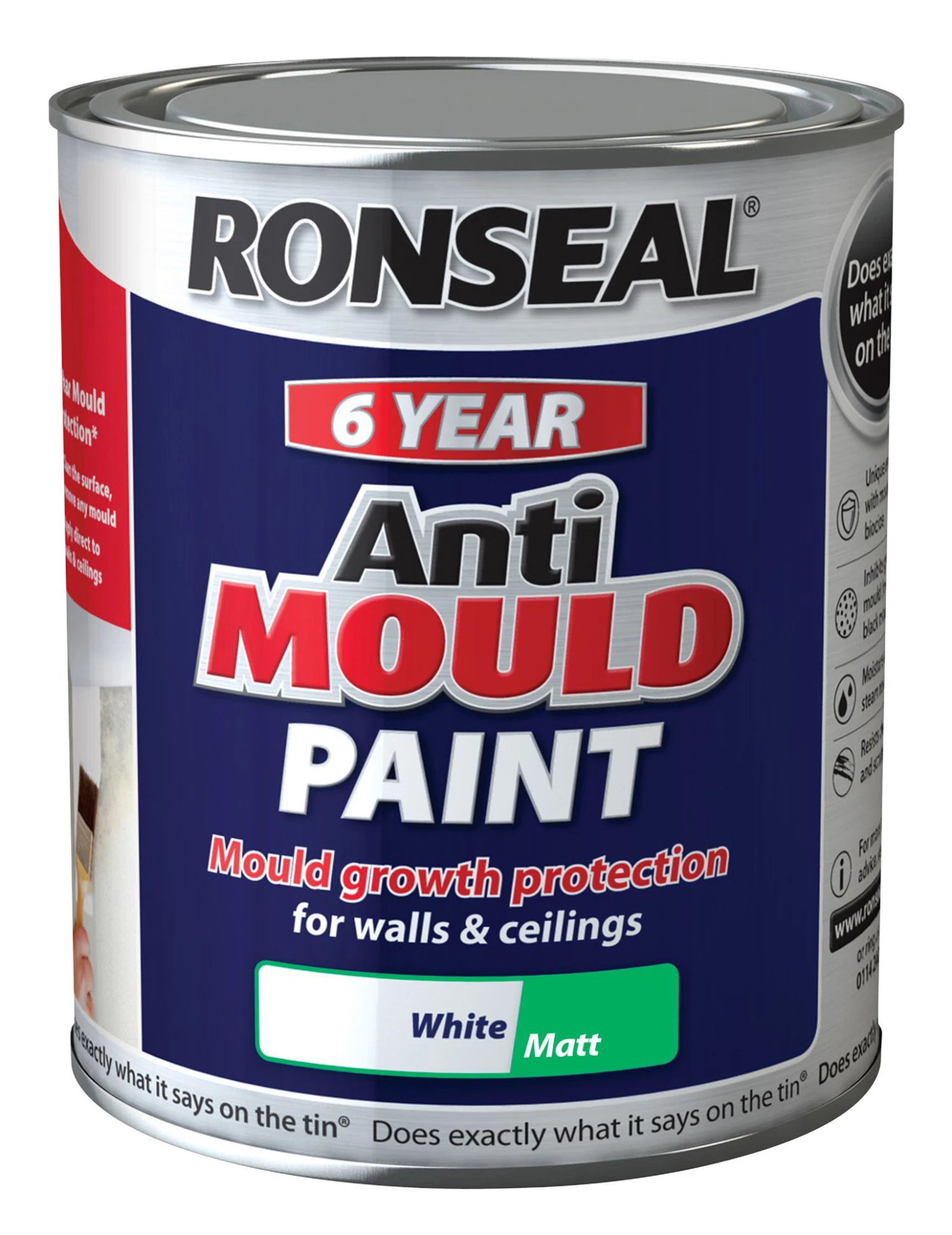 Ronseal Problem Wall White Matt Anti-mould Paint, 0.75L 3 Ronseal Problem Wall White Matt Anti-mould Paint, 0.75L