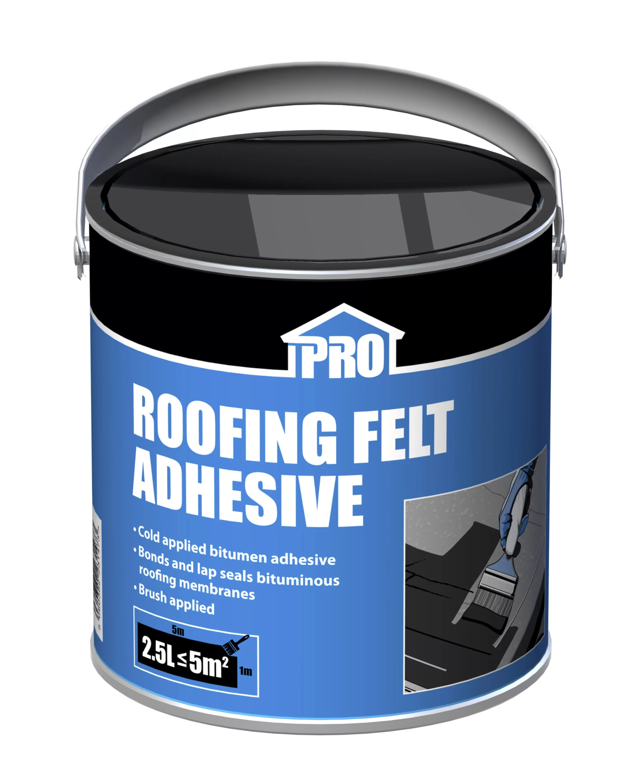 Roof Pro Black Roofing Felt Adhesive 2.5L 3 Roof Pro Black Roofing Felt Adhesive 2.5L
