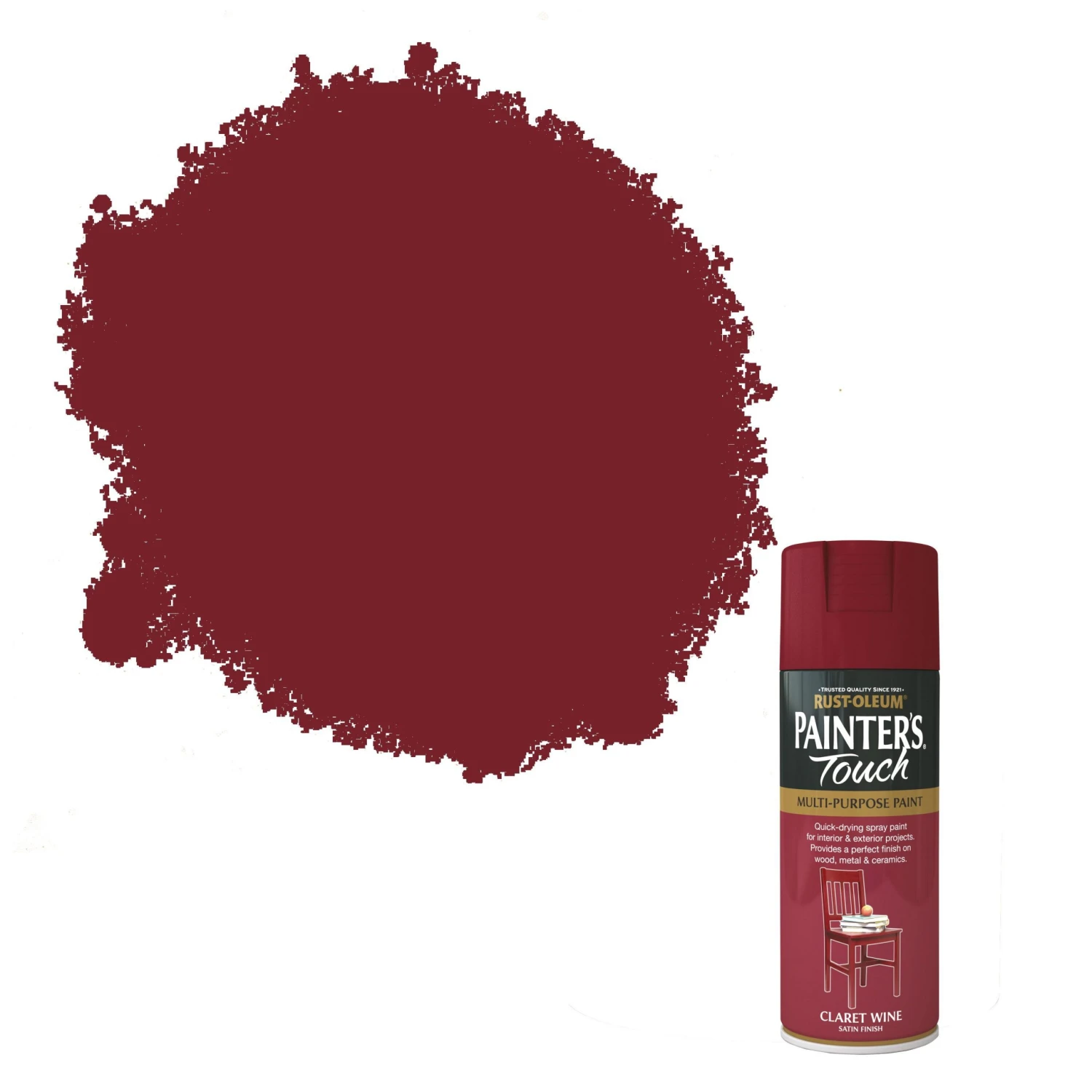 Rust-Oleum Painter's Touch Claret Wine Satinwood Multi-surface Decorative Spray Paint, 400ml 3 Rust-Oleum Painter's Touch Claret Wine Satinwood Multi-surface Decorative Spray Paint, 400ml