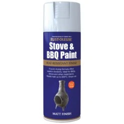 Rust-Oleum Stove & Bbq Matt Silver Effect Multi-surface Spray Paint, 400ml -Home Paint Store rust oleum stove bbq matt silver effect multi surface spray paint 400ml5013296950053 08c bq