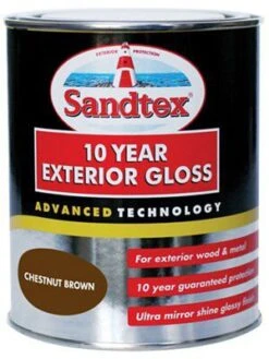Sandtex Brown Gloss Exterior Metal & Wood Paint, 750ml