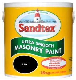 Sandtex Ultra Smooth Black Smooth Masonry Paint, 2.5L
