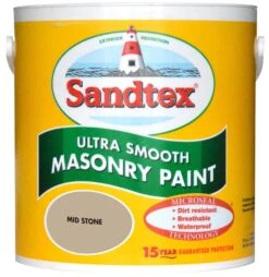 Sandtex Ultra Smooth Mid Stone Brown Smooth Masonry Paint, 2.5L