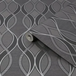 Sublime Dark Grey Ribbon Geometric Smooth Wallpaper