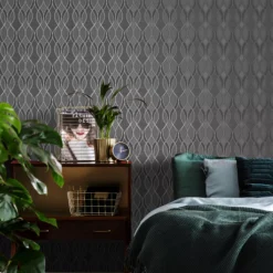 Sublime Dark Grey Ribbon Geometric Smooth Wallpaper 12 Sublime Dark Grey Ribbon Geometric Smooth Wallpaper -Home Paint Store sublime dark grey ribbon geometric smooth wallpaper5011583412819 01i bq