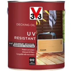 V33 Clear UV Resistant Decking Wood Oil, 2.5L -Home Paint Store v33 clear uv resistant decking wood oil 2 5l3153895163064 08c bq