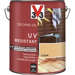V33 Clear UV Resistant Decking Wood Oil, 5L 11 V33 Clear UV Resistant Decking Wood Oil, 5L -Home Paint Store v33 clear uv resistant decking wood oil 5l3153895163095 08c bq