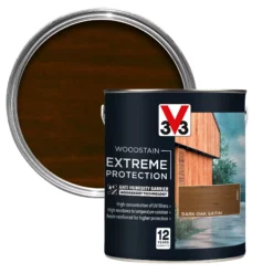 V33 Extreme Protection Dark Oak Satin Wood Stain, 2.5L