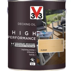 V33 High Performance Clear UV Resistant Decking Wood Oil, 2.5L -Home Paint Store v33 high performance clear uv resistant decking wood oil 2 5l3153895163040 08c bq