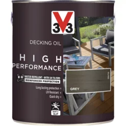 V33 High Performance Grey UV Resistant Decking Wood Oil, 2.5L -Home Paint Store v33 high performance grey uv resistant decking wood oil 2 5l3153895164405 08c bq