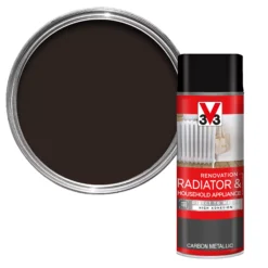 V33 Renovation Carbon Metallic Satinwood Radiator & Appliance Paint, 400ml Spray Can