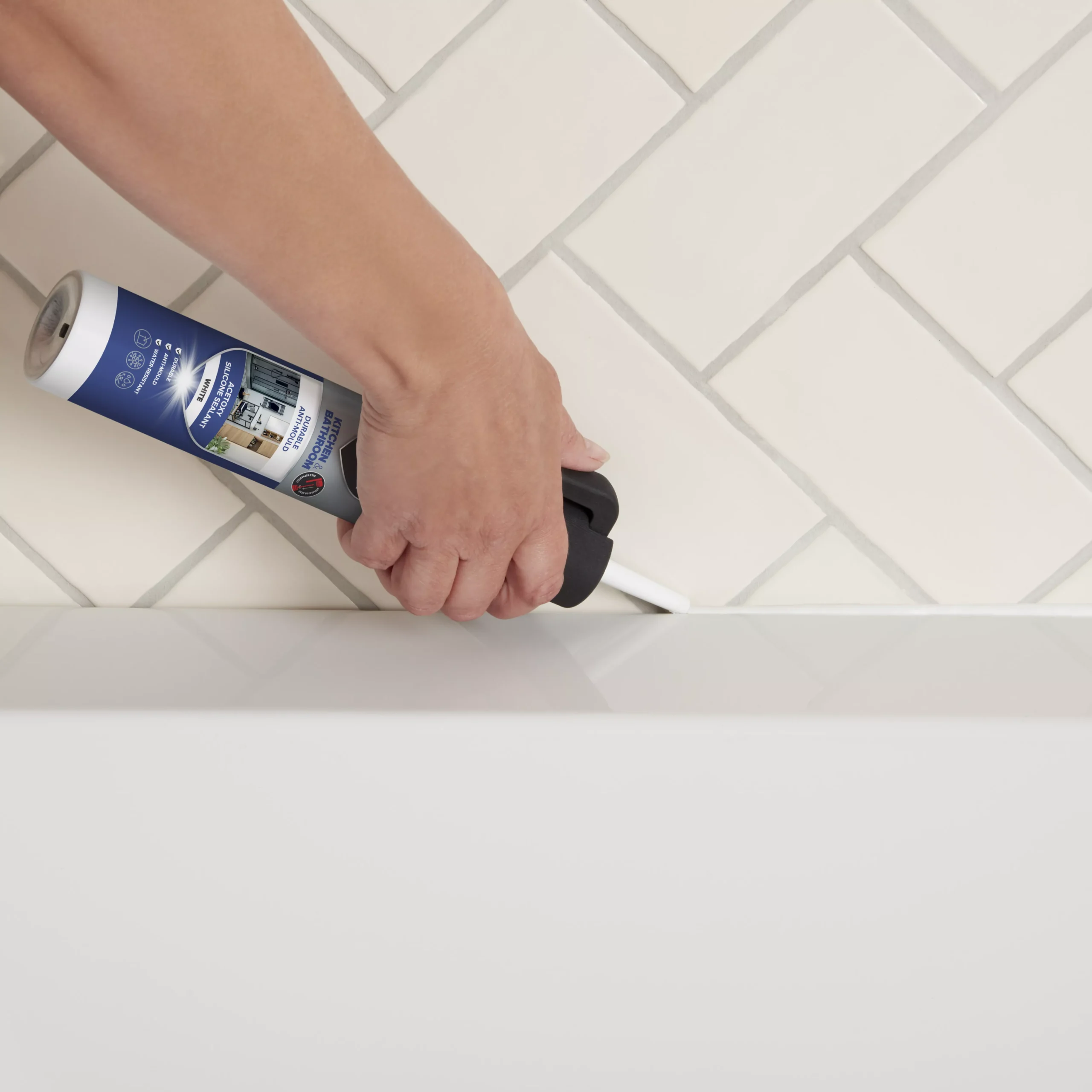 Volden White Bathroom & Kitchen Sanitary Sealant, 200ml 6 Volden White Bathroom & Kitchen Sanitary Sealant, 200ml - Image 4