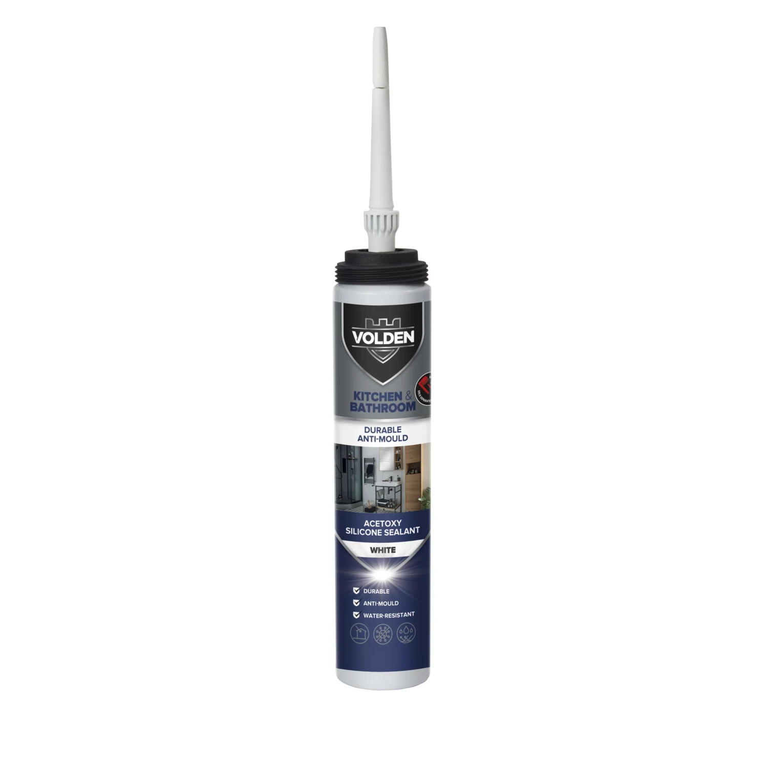 Volden White Bathroom & Kitchen Sanitary Sealant, 200ml 3 Volden White Bathroom & Kitchen Sanitary Sealant, 200ml